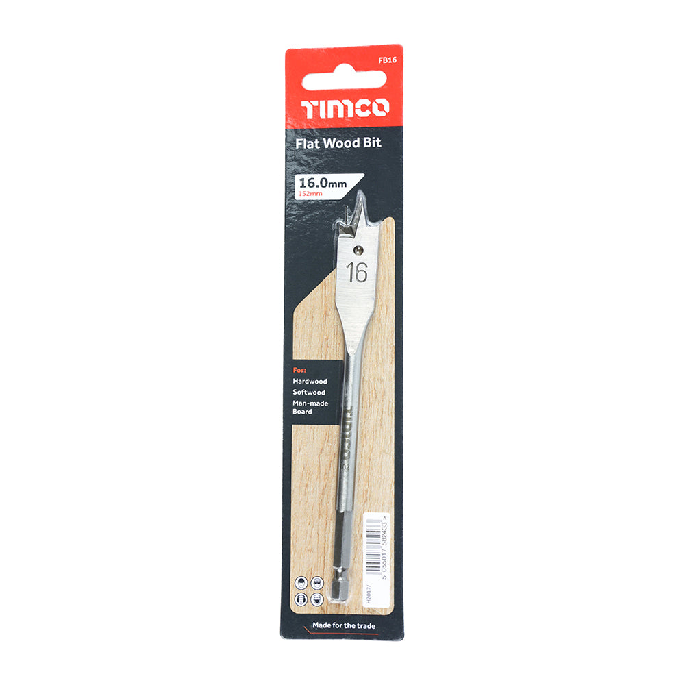 TIMCO Flat Wood Bits - 16.0 x 152 - Image
