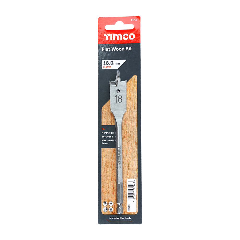 TIMCO Flat Wood Bits - 18.0 x 152 - Image