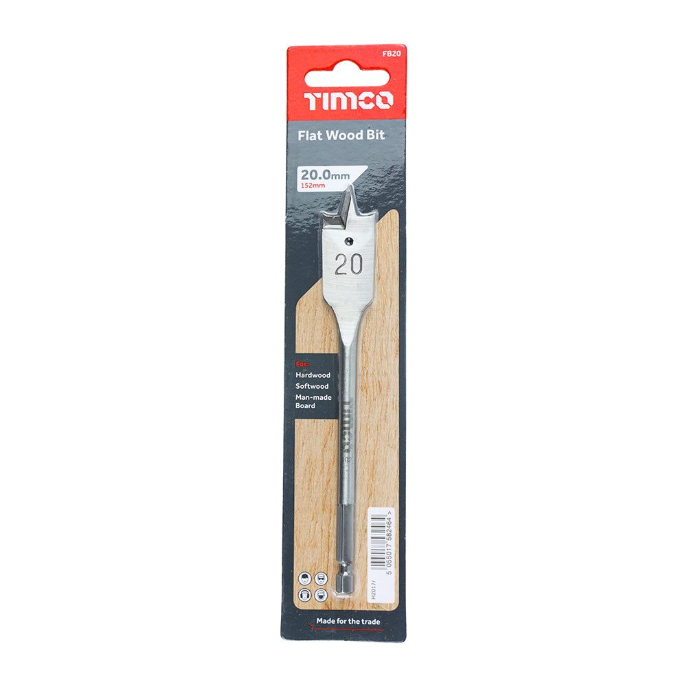 TIMCO Flat Wood Bits - 20.0 x 152 - Image