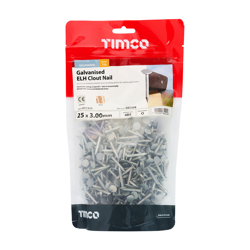 TIMCO Clout Nails Galvanised - 25 x 2.65 - Image
