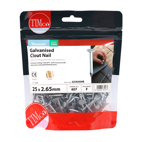 TIMCO Clout Nails Galvanised - 25 x 2.65 - Image