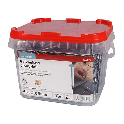 TIMCO Clout Nails Galvanised - 65 x 2.65 - Image
