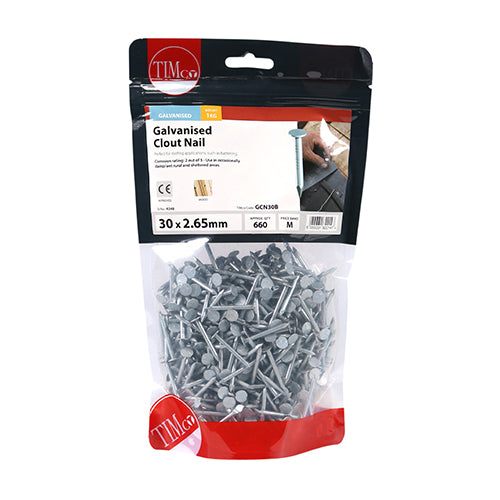 TIMCO Clout Nails Galvanised - 30 x 2.65 - Image