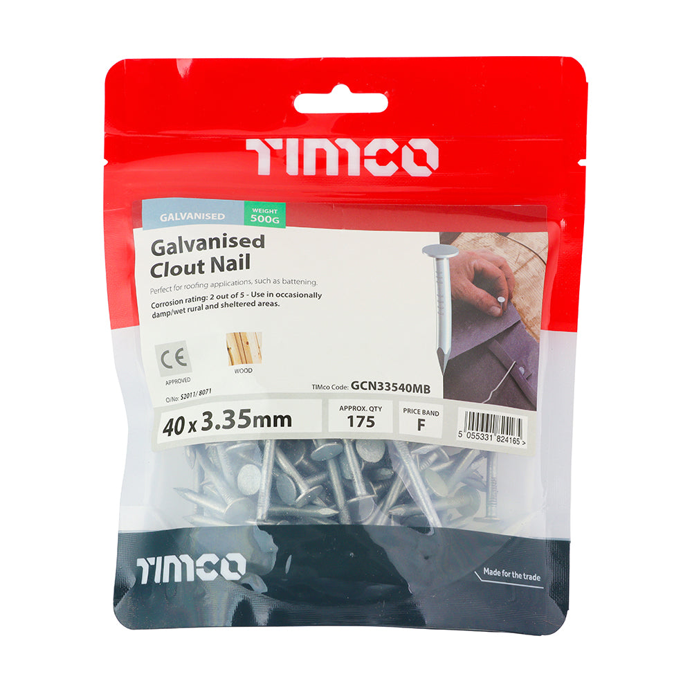 TIMCO Clout Nails Galvanised - 40 x 3.35 - Image