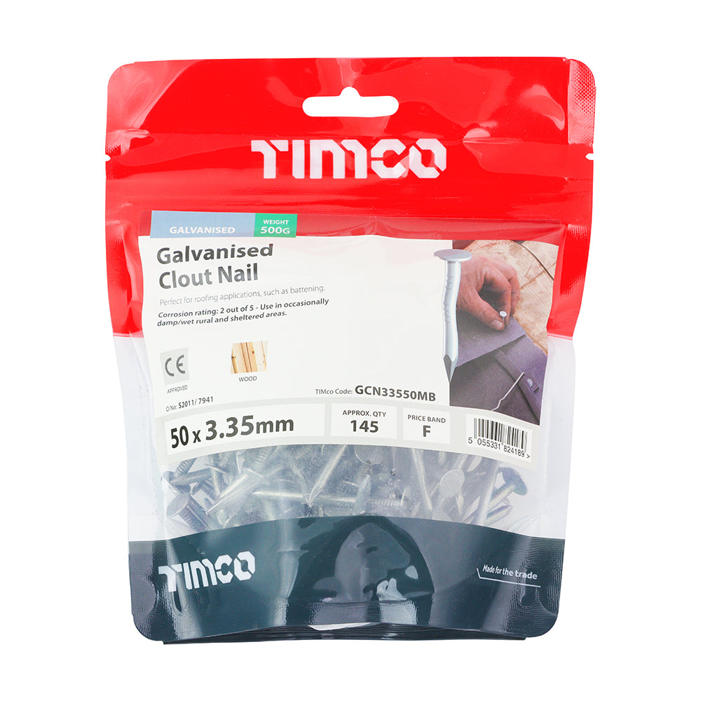 TIMCO Clout Nails Galvanised - 50 x 3.35 - Image