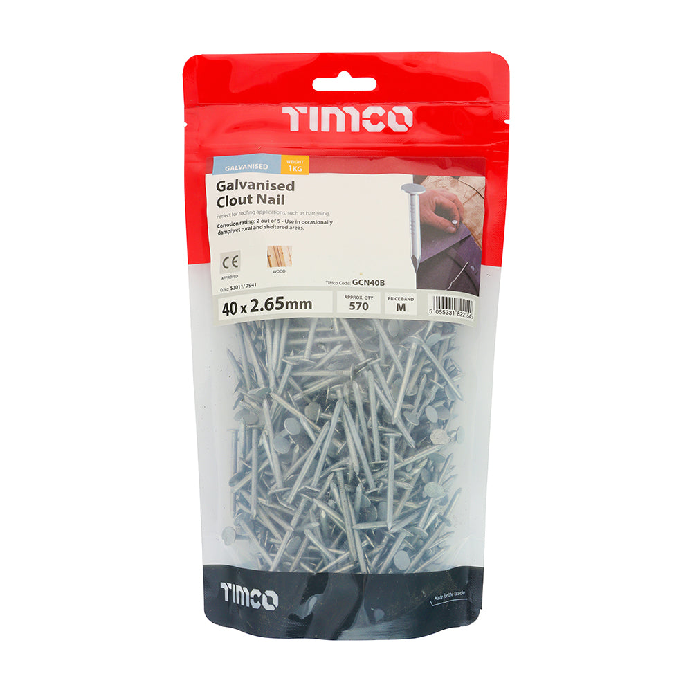 TIMCO Clout Nails Galvanised - 40 x 2.65 - Image