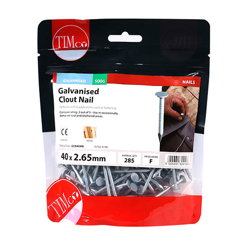 TIMCO Clout Nails Galvanised - 40 x 2.65 - Image