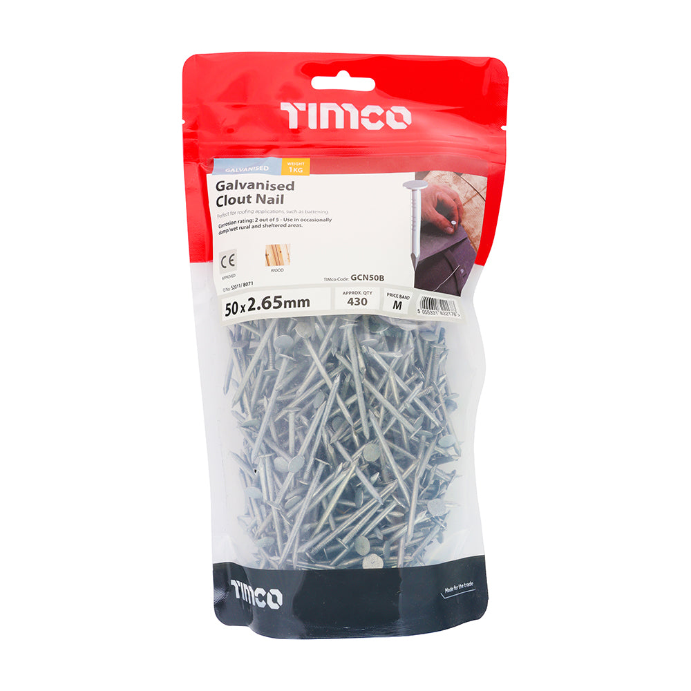 TIMCO Clout Nails Galvanised - 50 x 2.65 - Image