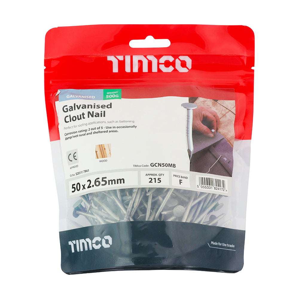 TIMCO Clout Nails Galvanised - 50 x 2.65 - Image