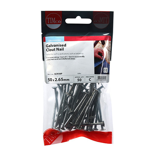 TIMCO Clout Nails Galvanised - 50 x 2.65 - Image