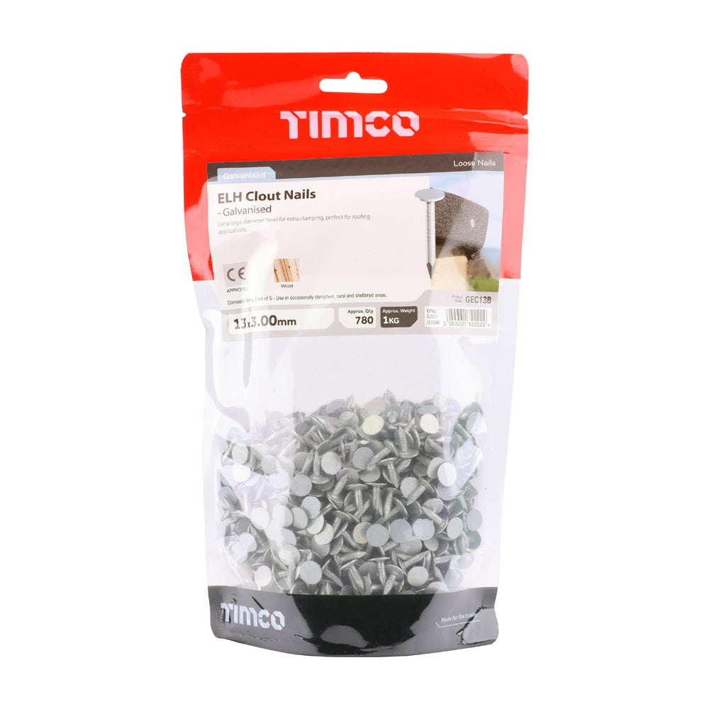 TIMCO Extra Large Head Clout Nails Galvanised - 13 x 3.00 - Image