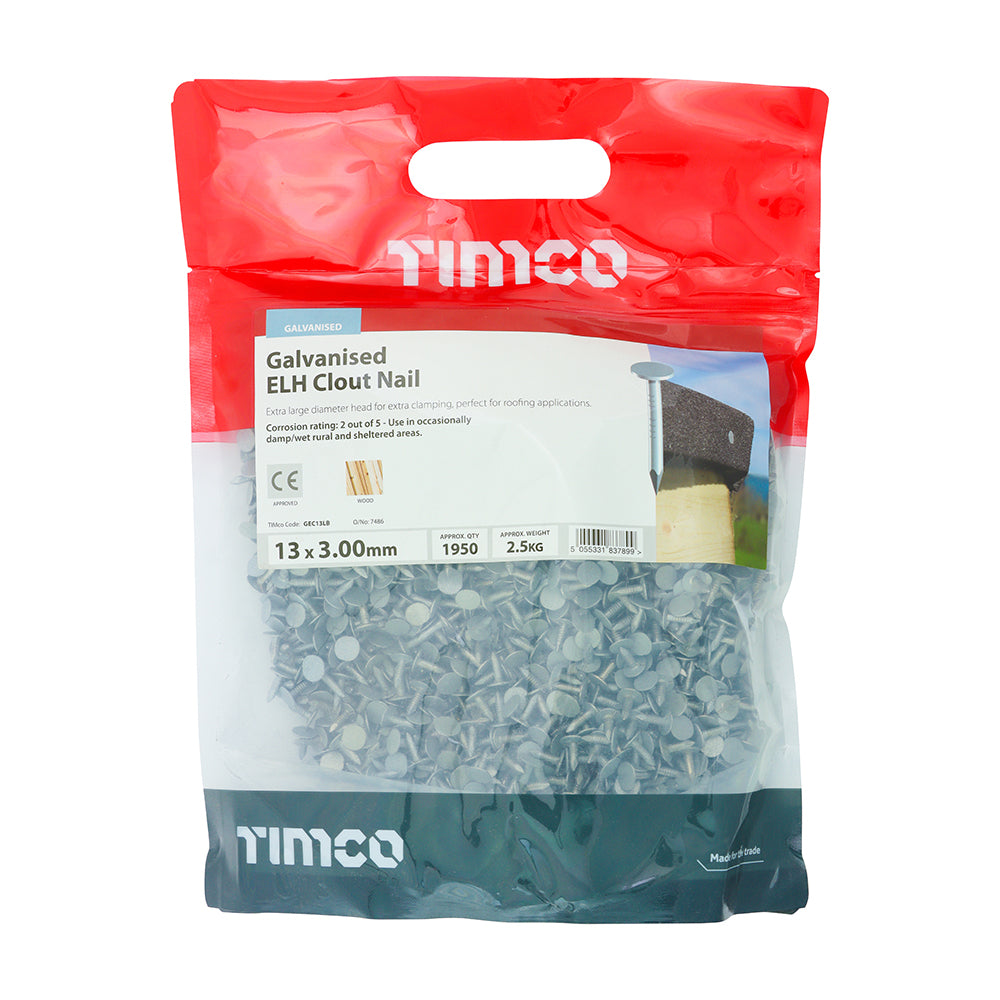 TIMCO Extra Large Head Clout Nails Galvanised - 13 x 3.00 - Image