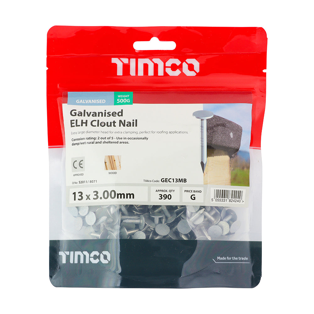 TIMCO Extra Large Head Clout Nails Galvanised - 13 x 3.00 - Image