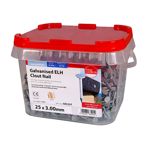 TIMCO Extra Large Head Clout Nails Galvanised - 25 x 3.00 - Image