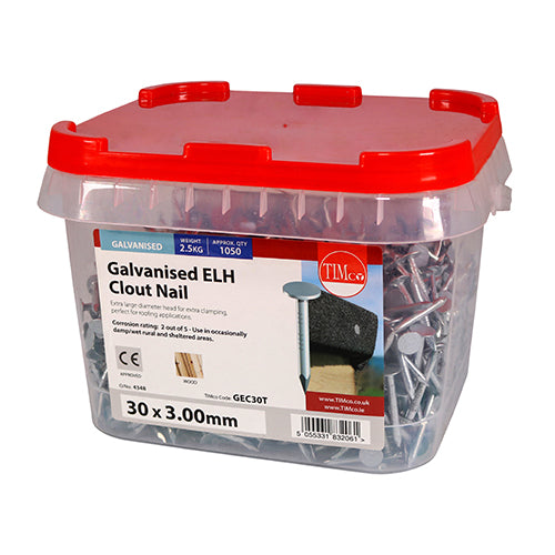 TIMCO Extra Large Head Clout Nails Galvanised - 30 x 3.00 - Image