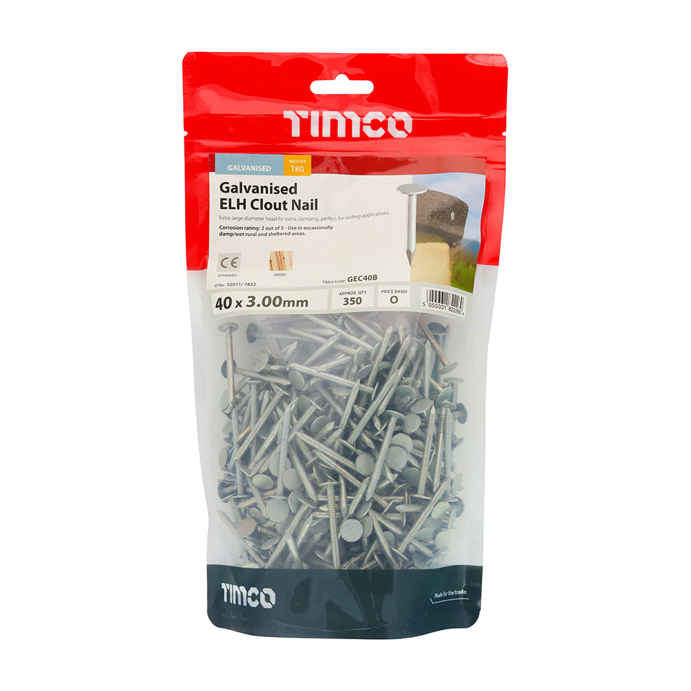 TIMCO Extra Large Head Clout Nails Galvanised - 40 x 3.00 - Image
