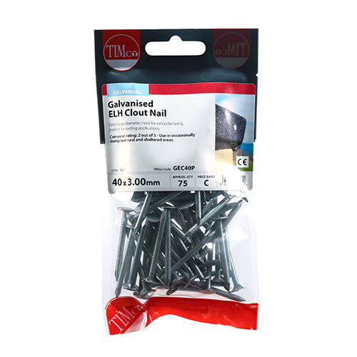 TIMCO Extra Large Head Clout Nails Galvanised - 40 x 3.00 - Image
