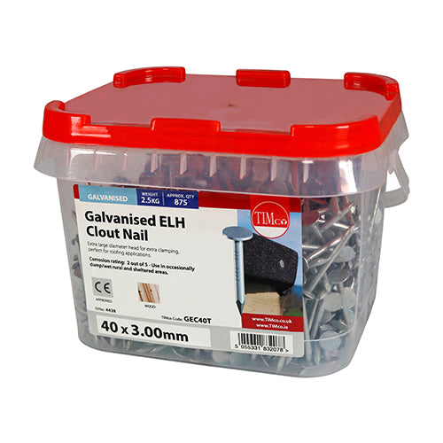 TIMCO Extra Large Head Clout Nails Galvanised - 40 x 3.00 - Image