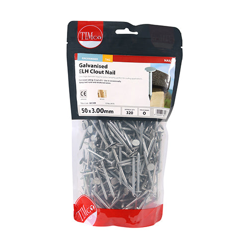 TIMCO Extra Large Head Clout Nails Galvanised - 50 x 3.00 - Image