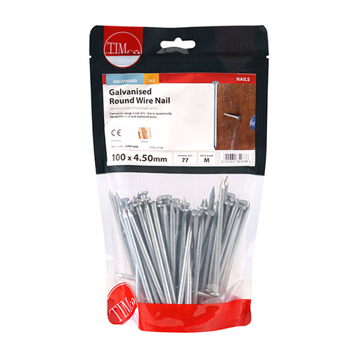 TIMCO Round Wire Nails Galvanised - 100 x 4.50 - Image