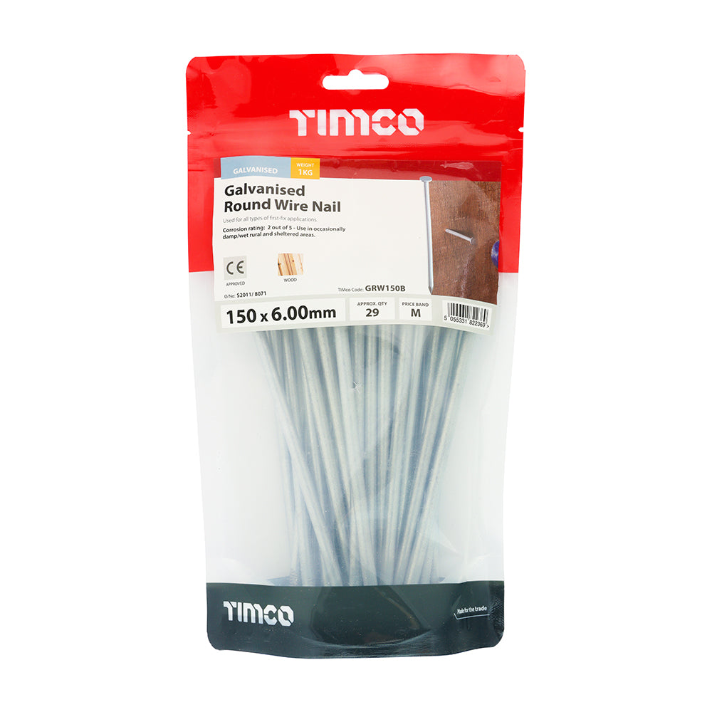 TIMCO Round Wire Nails Galvanised - 150 x 6.00 - Image