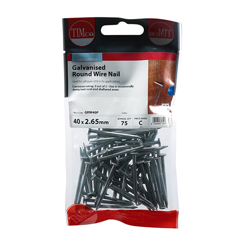 TIMCO Round Wire Nails Galvanised - 40 x 2.65 - Image