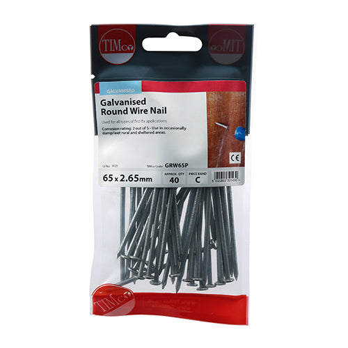 TIMCO Round Wire Nails Galvanised - 65 x 2.65 - Image