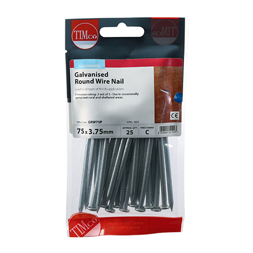 TIMCO Round Wire Nails Galvanised - 75 x 3.75 - Image