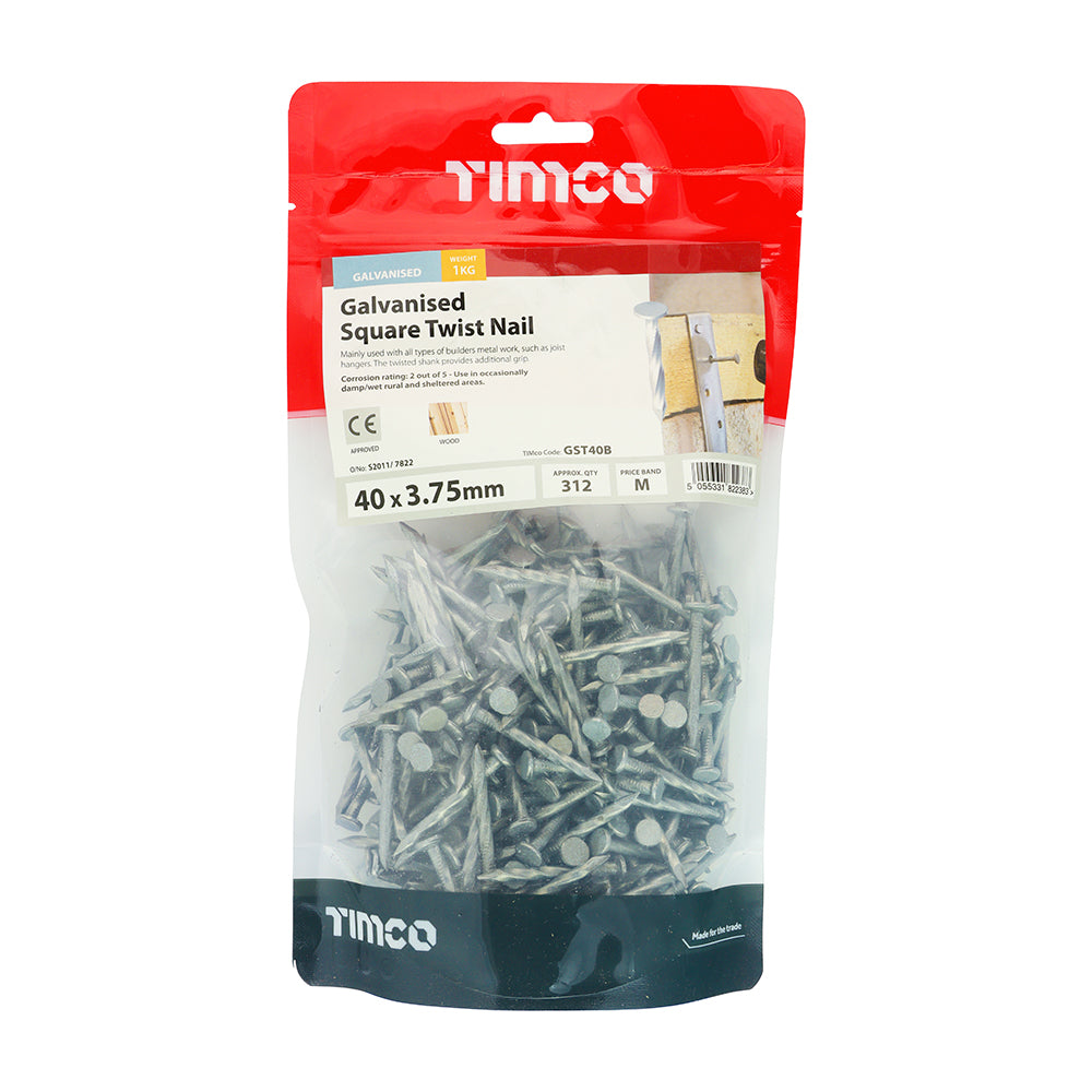 TIMCO Square Twist Nails Galvanised - 40 x 3.75 - Image