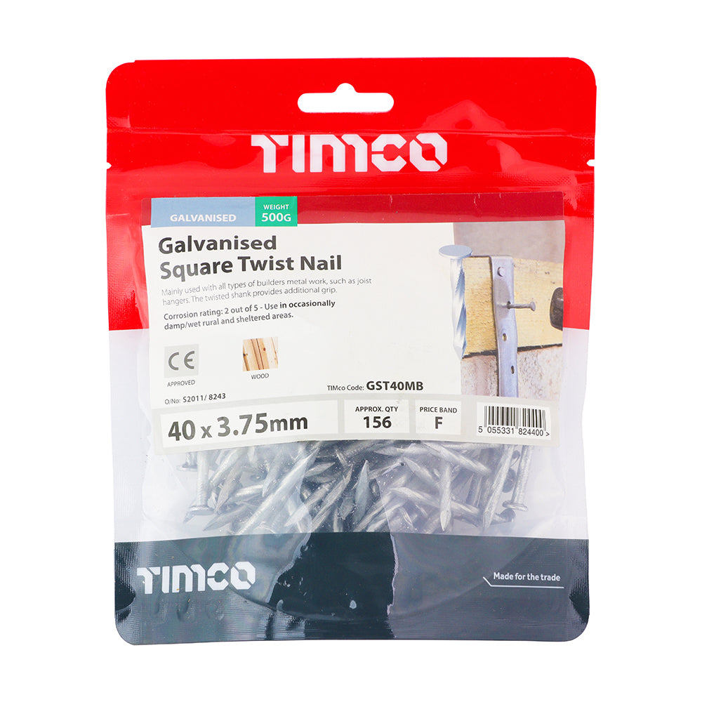 TIMCO Square Twist Nails Galvanised - 40 x 3.75 - Image