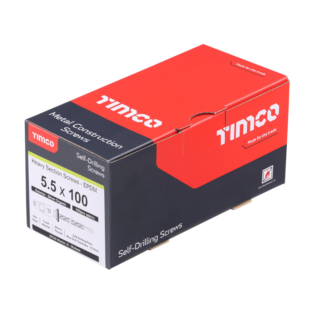 TIMCO Self-Drilling Heavy Section Screws Exterior Silver with EPDM Washer - 5.5 x 100 - Image
