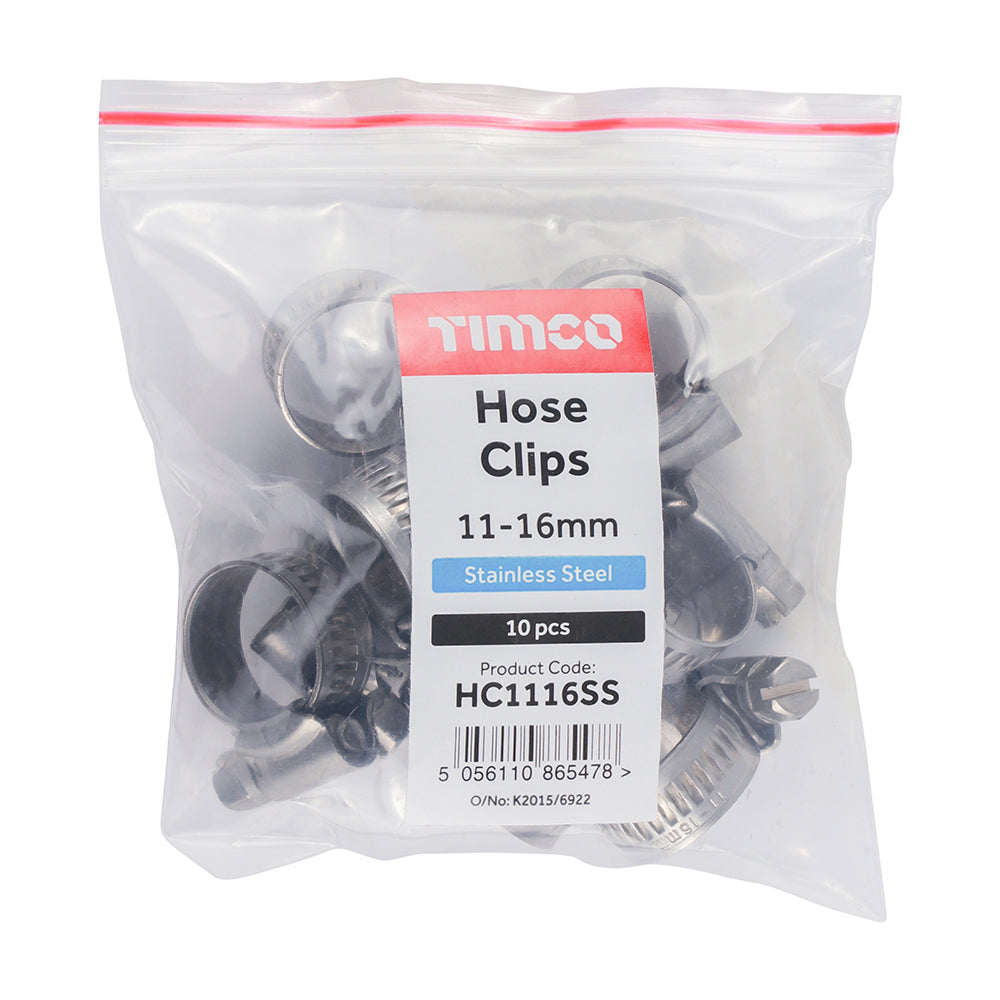 TIMCO Hose Clips A2 Stainless Steel - 11-16mm - Image