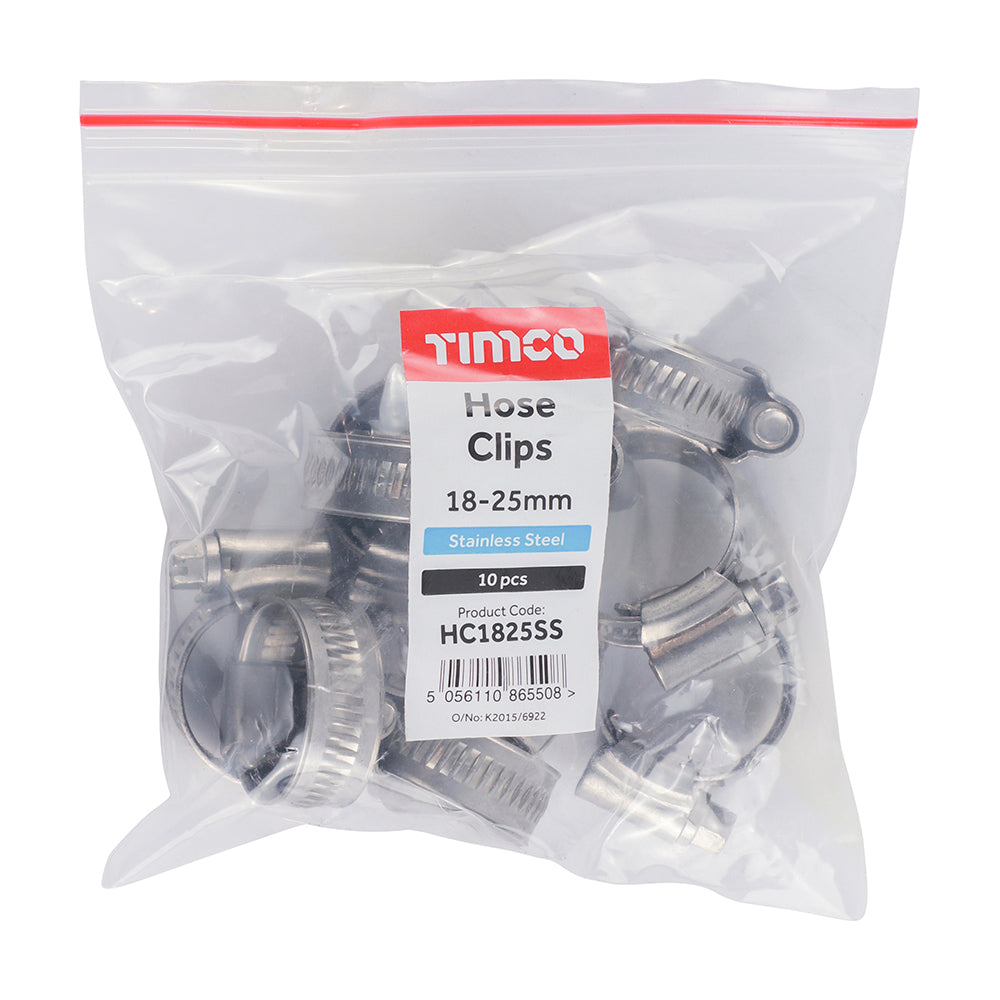 TIMCO Hose Clips A2 Stainless Steel - 18-25mm - Image
