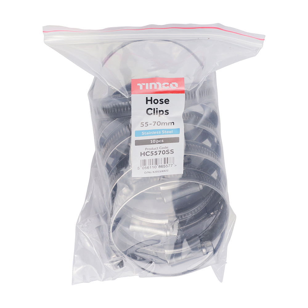 TIMCO Hose Clips A2 Stainless Steel - 55-70mm - Image