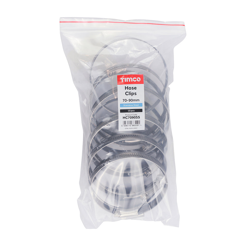 TIMCO Hose Clips A2 Stainless Steel - 70-90mm - Image