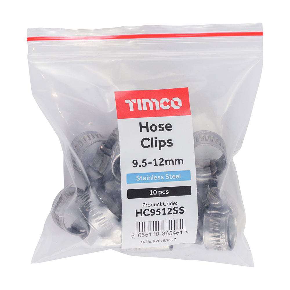 TIMCO Hose Clips A2 Stainless Steel - 9.5-12mm - Image
