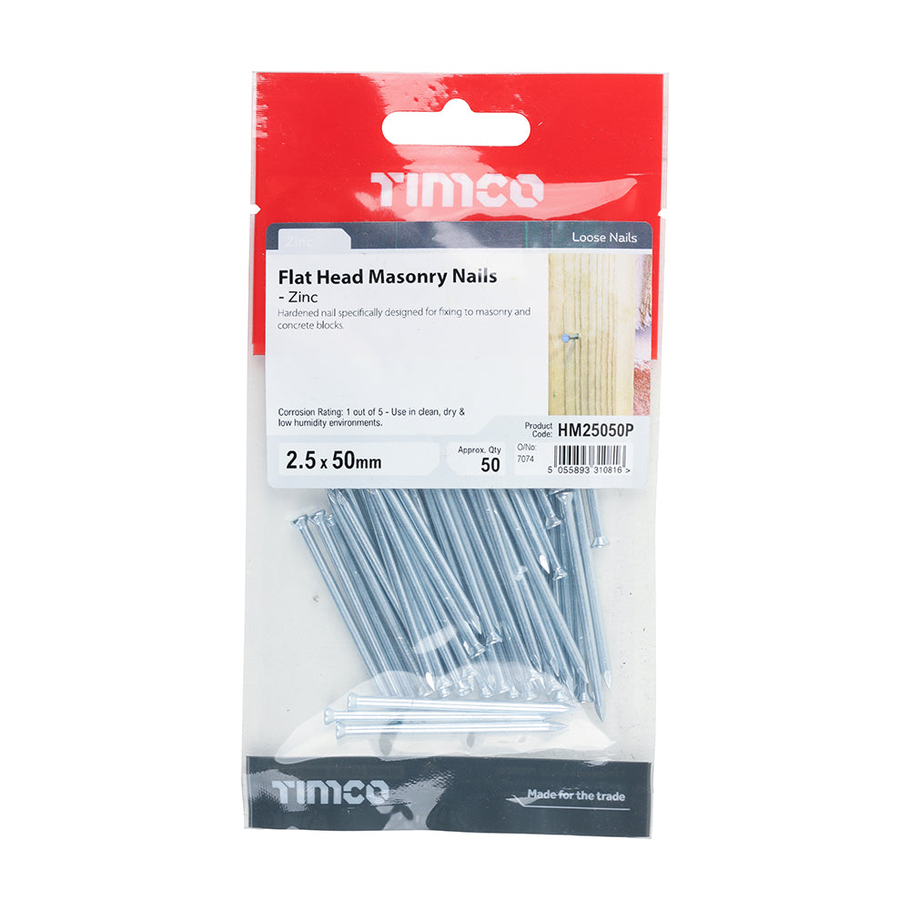 TIMCO Masonry Nails Zinc - 2.5 x 50 - Image