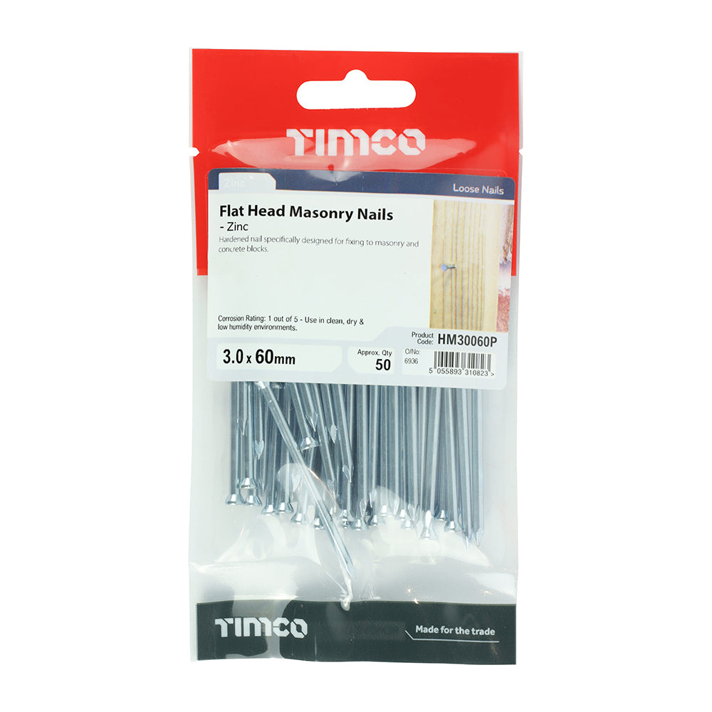 TIMCO Masonry Nails Zinc - 3.0 x 60 - Image