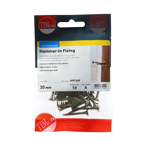 TIMCO Plasterboard Hammer-In Fixings - 4 x 30mm - Image