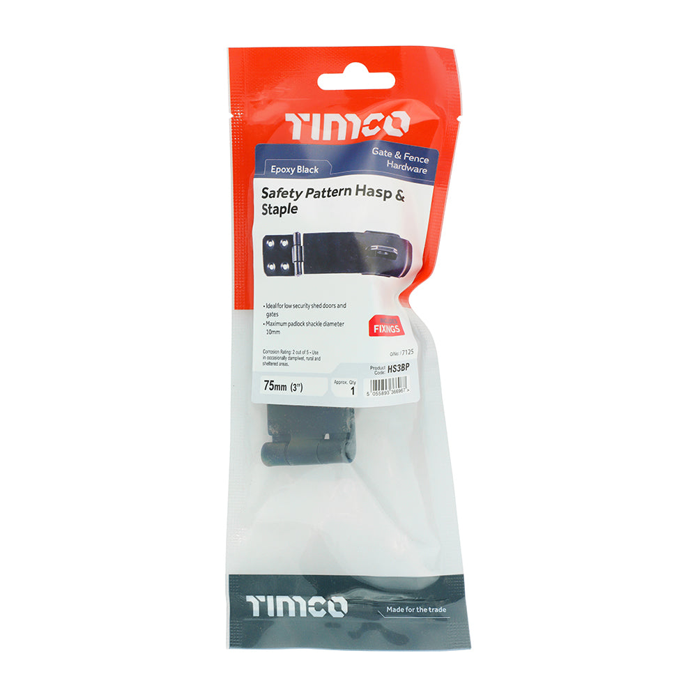 TIMCO Hasp & Staple Safety Pattern Black - 3" - Image