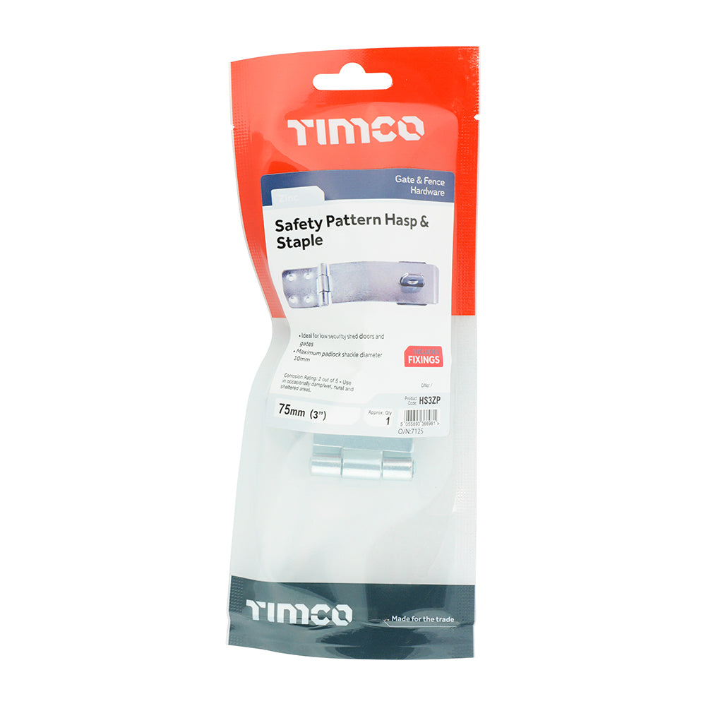 TIMCO Hasp & Staple Safety Pattern Silver - 3" - Image