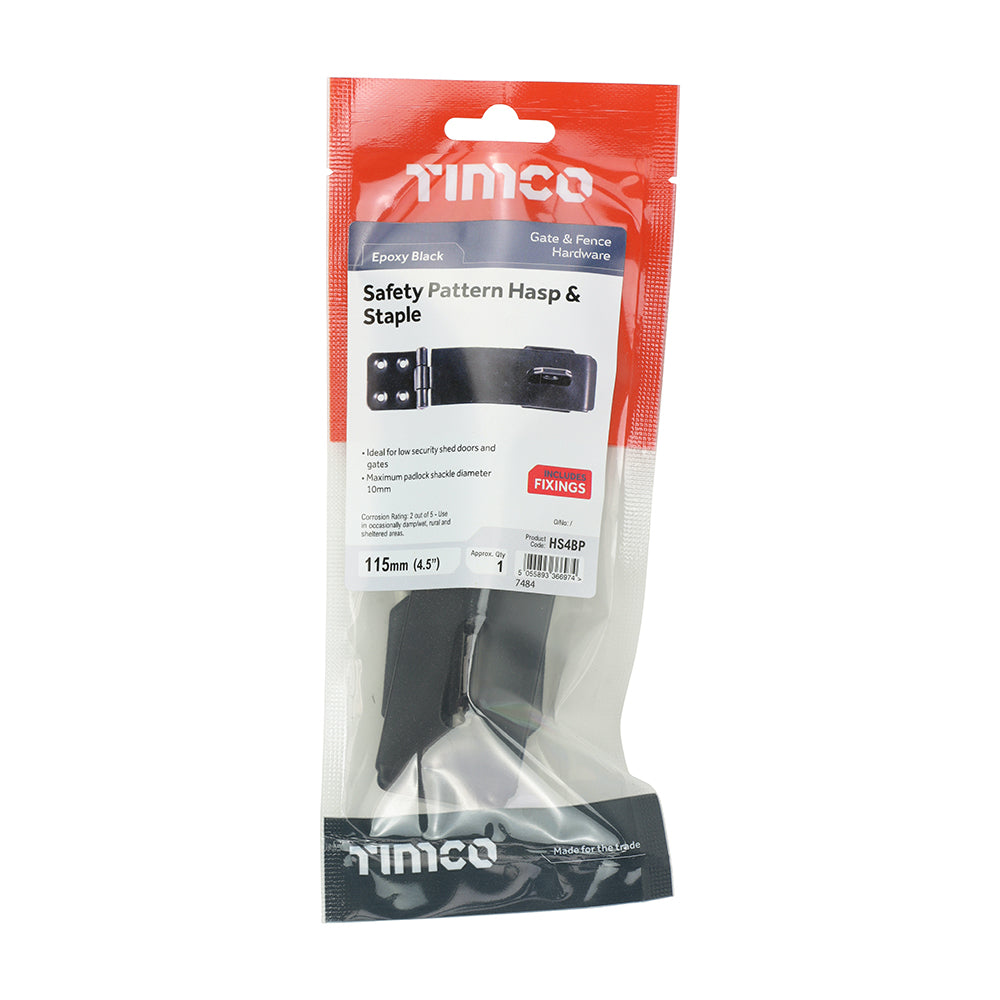 TIMCO Hasp & Staple Safety Pattern Black - 4.5" - Image