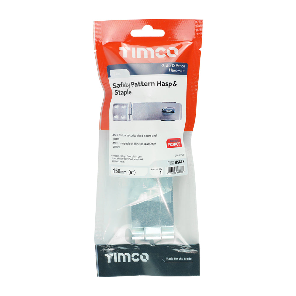 TIMCO Hasp & Staple Safety Pattern Silver - 6" - Image