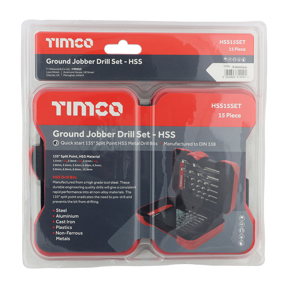 TIMCO Ground Jobber Drills Set HSS - 15pc - Image