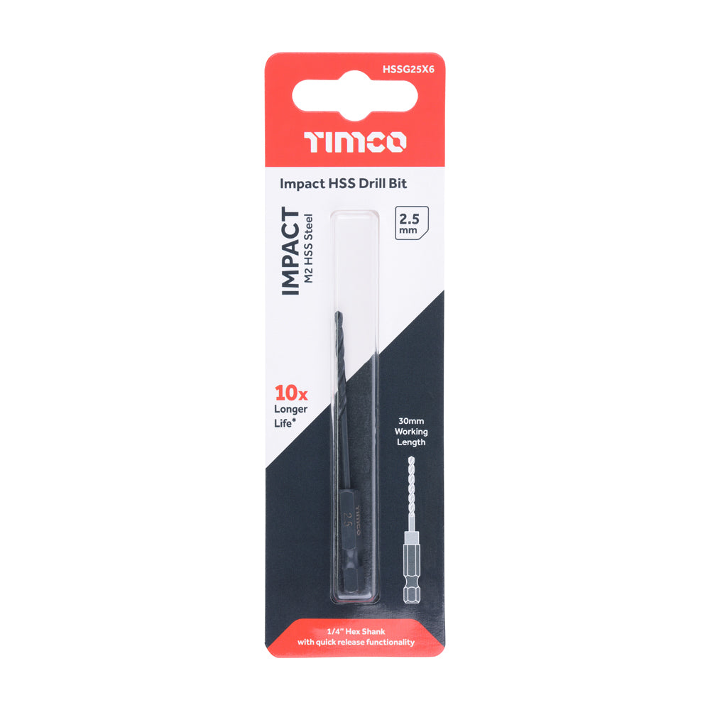 TIMCO X6 HSS Impact Drill Bits - 2.5mm - Image