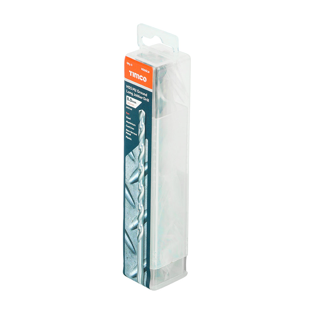 TIMCO Ground Long Jobber Drills HSS M2 - 8.0mm - Image