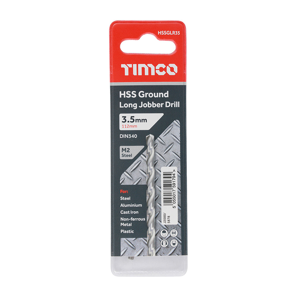 TIMCO Ground Long Jobber Drills HSS M2 - 3.5mm - Image