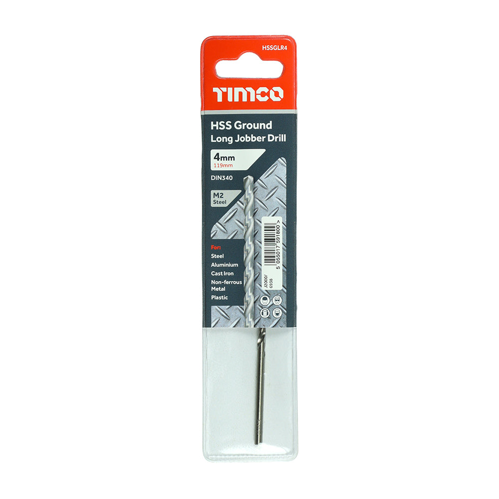 TIMCO Ground Long Jobber Drills HSS M2 - 4.0mm - Image