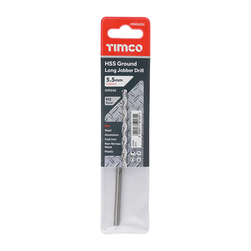 TIMCO Ground Long Jobber Drills HSS M2 - 5.5mm - Image