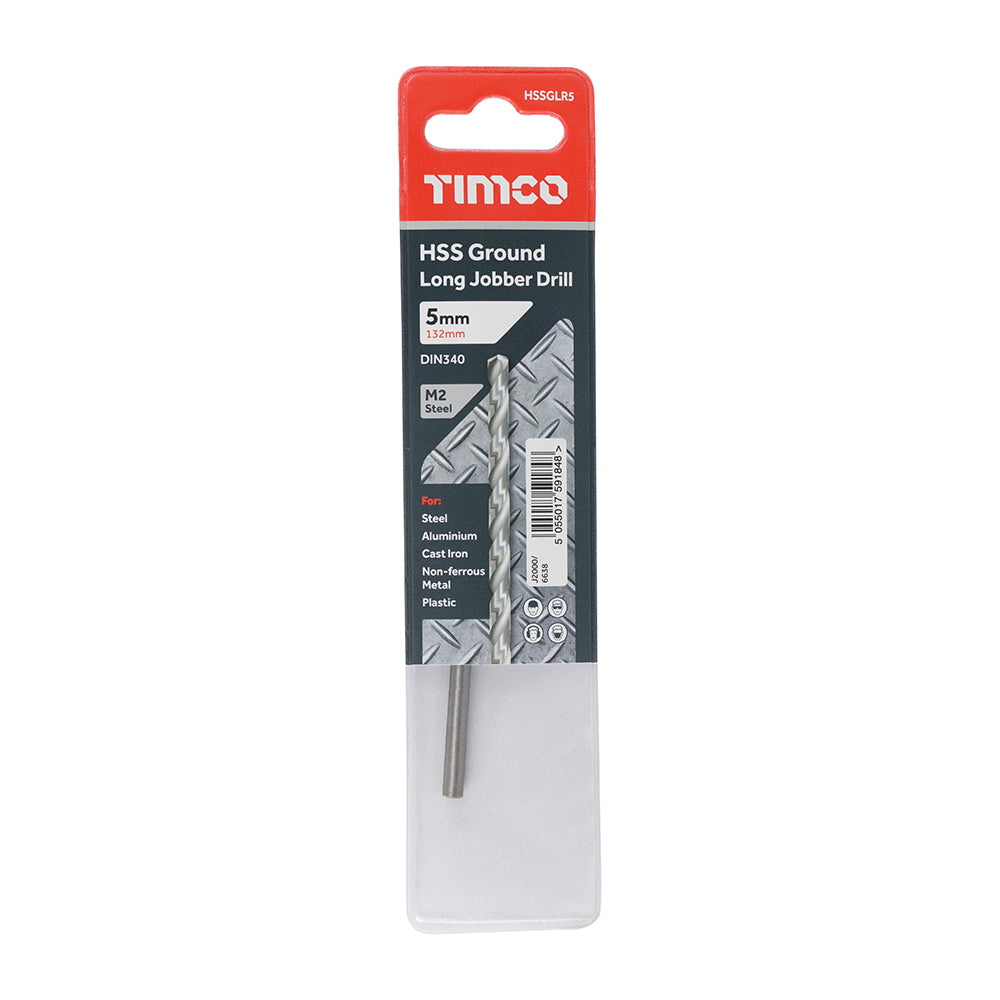 TIMCO Ground Long Jobber Drills HSS M2 - 5.0mm - Image